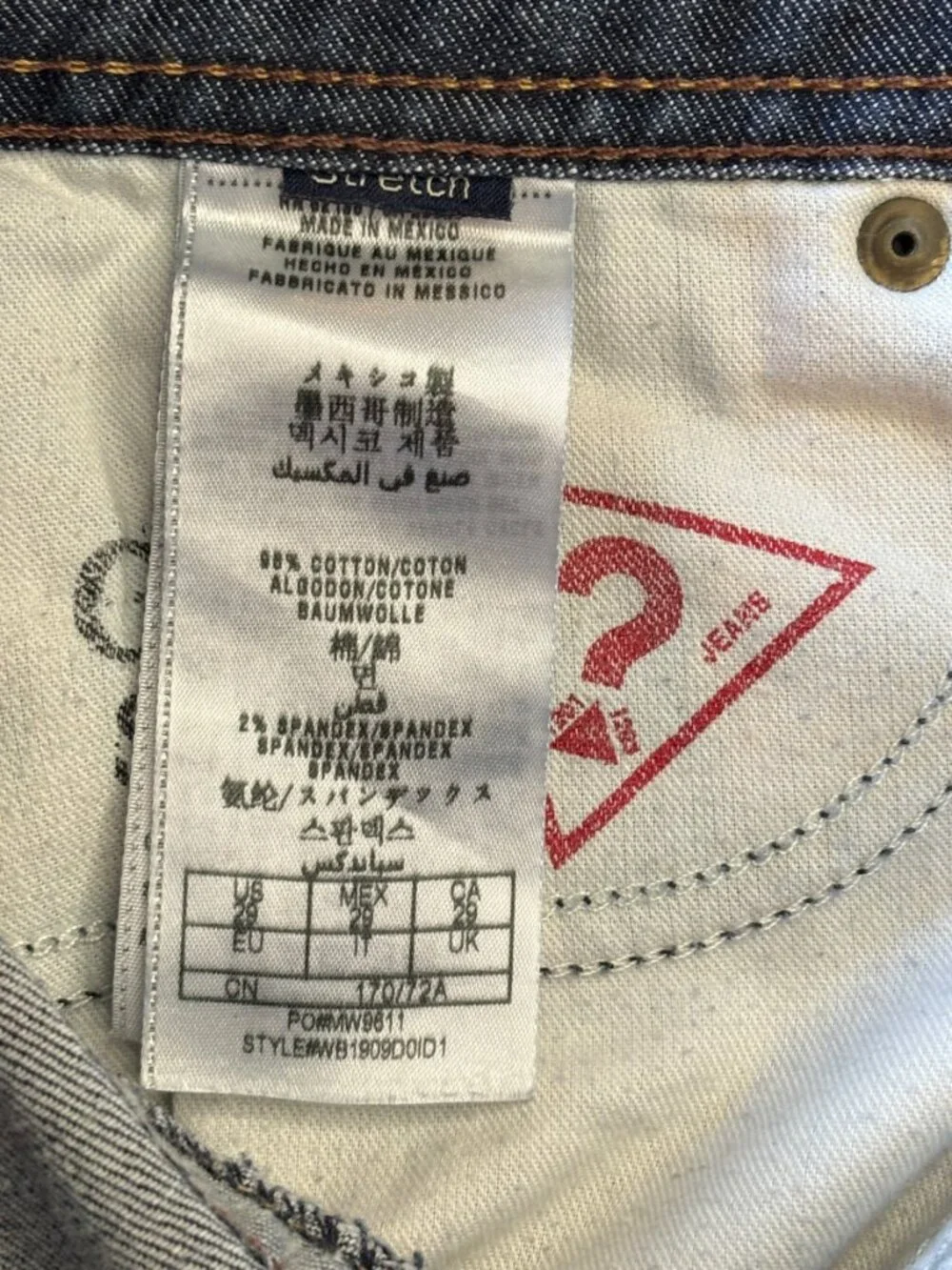 GUESS Denim Shorts Dark Wash Low Rise Stretch Y2K Size 25 - Picture 7 of 8